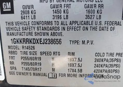 2014 GMC Acadia Slt-1 from USA, damaged, VIN 1GKKRRKDXEJ238656